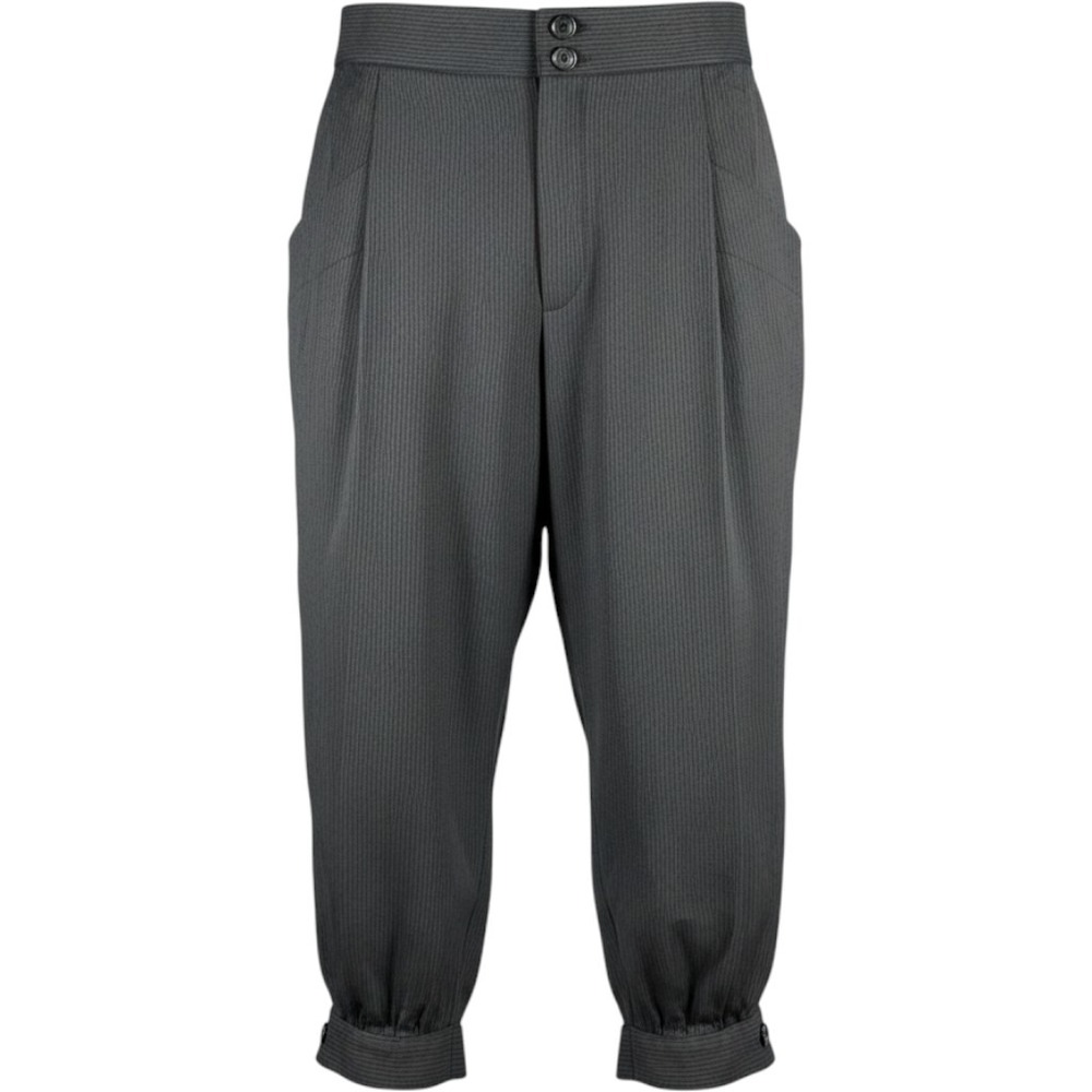 Zara Basic Tapered Pinstripe Cropped Pants Women Size M Charcoal Grey Pleated